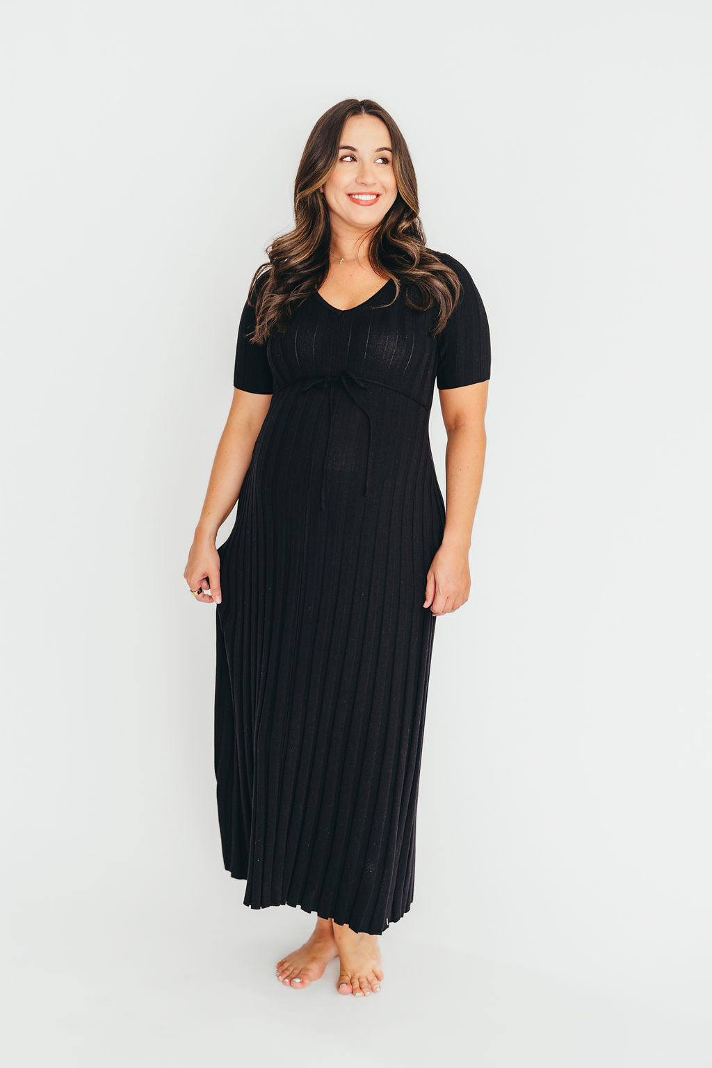 Oakley Ribbed Maxi Dress in Black - Bump Friendly