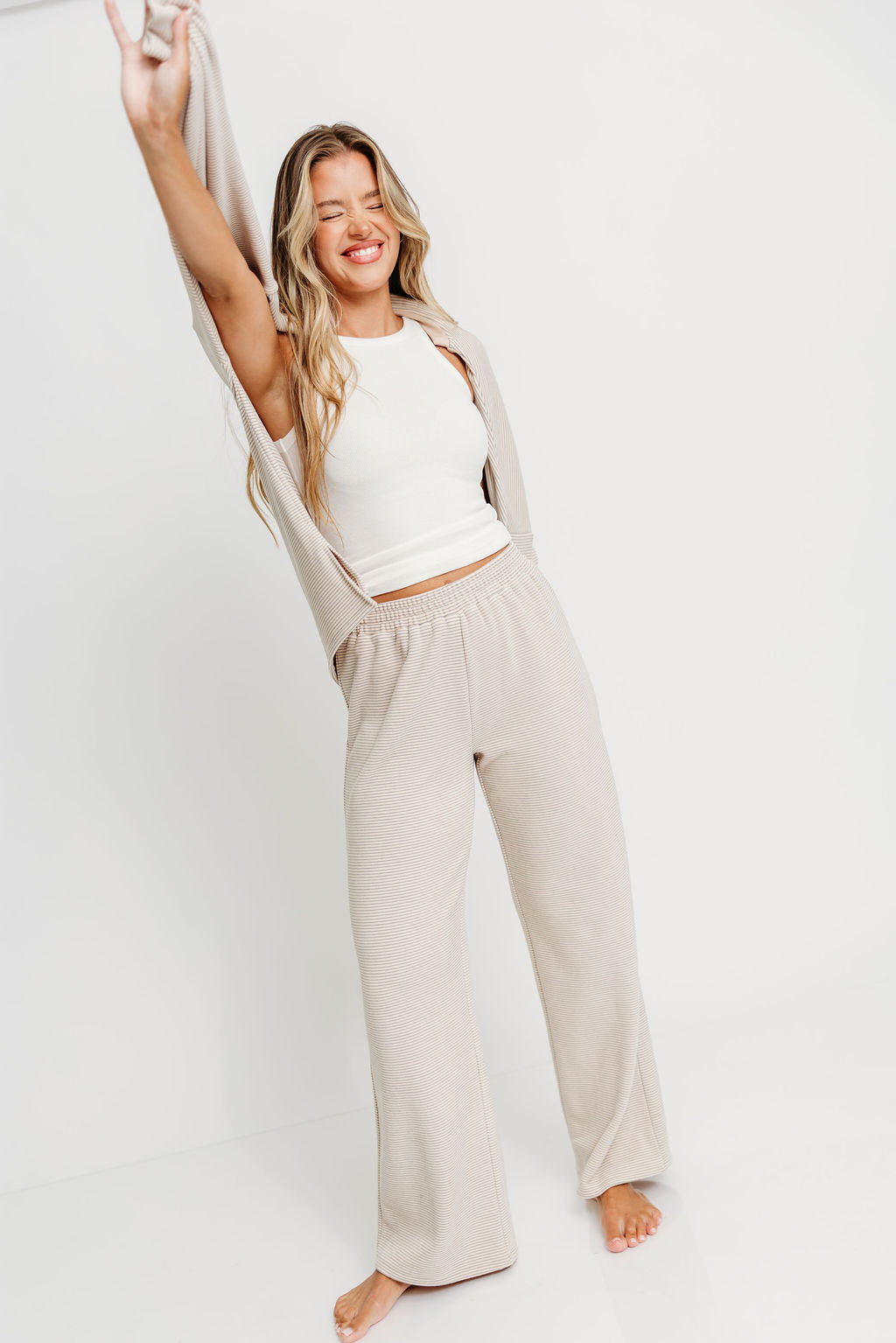 Campbell Fleece Lounge Pants in Cream/Grey *Worth Exclusive Print*