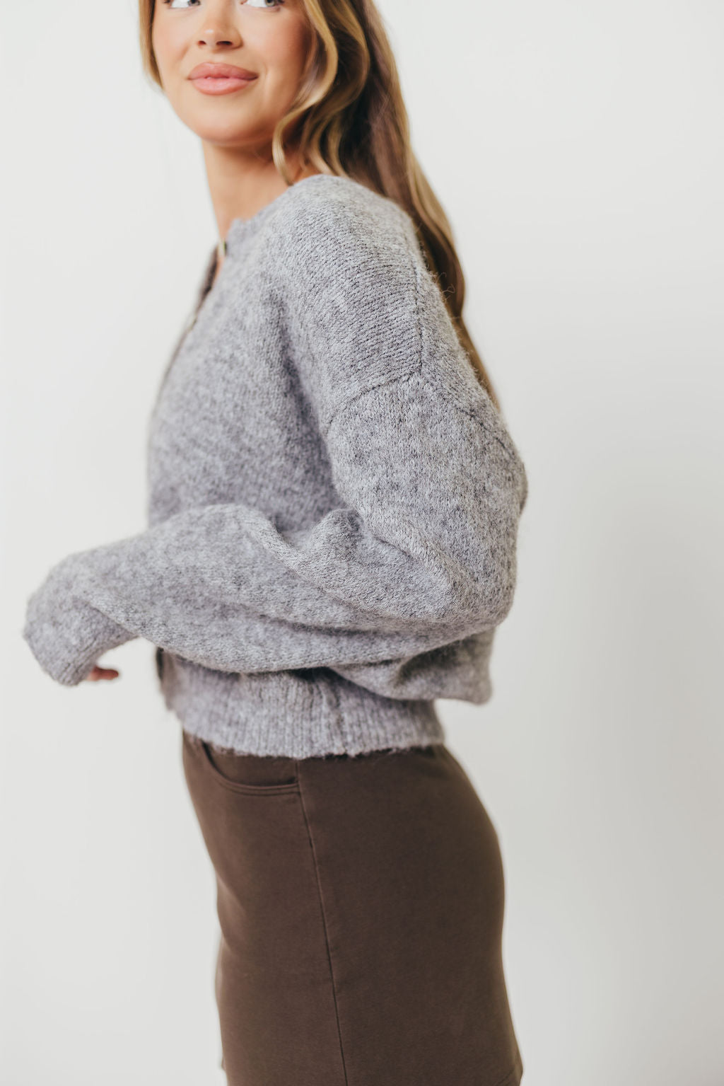 Lucas Cardigan Top in Heather Grey