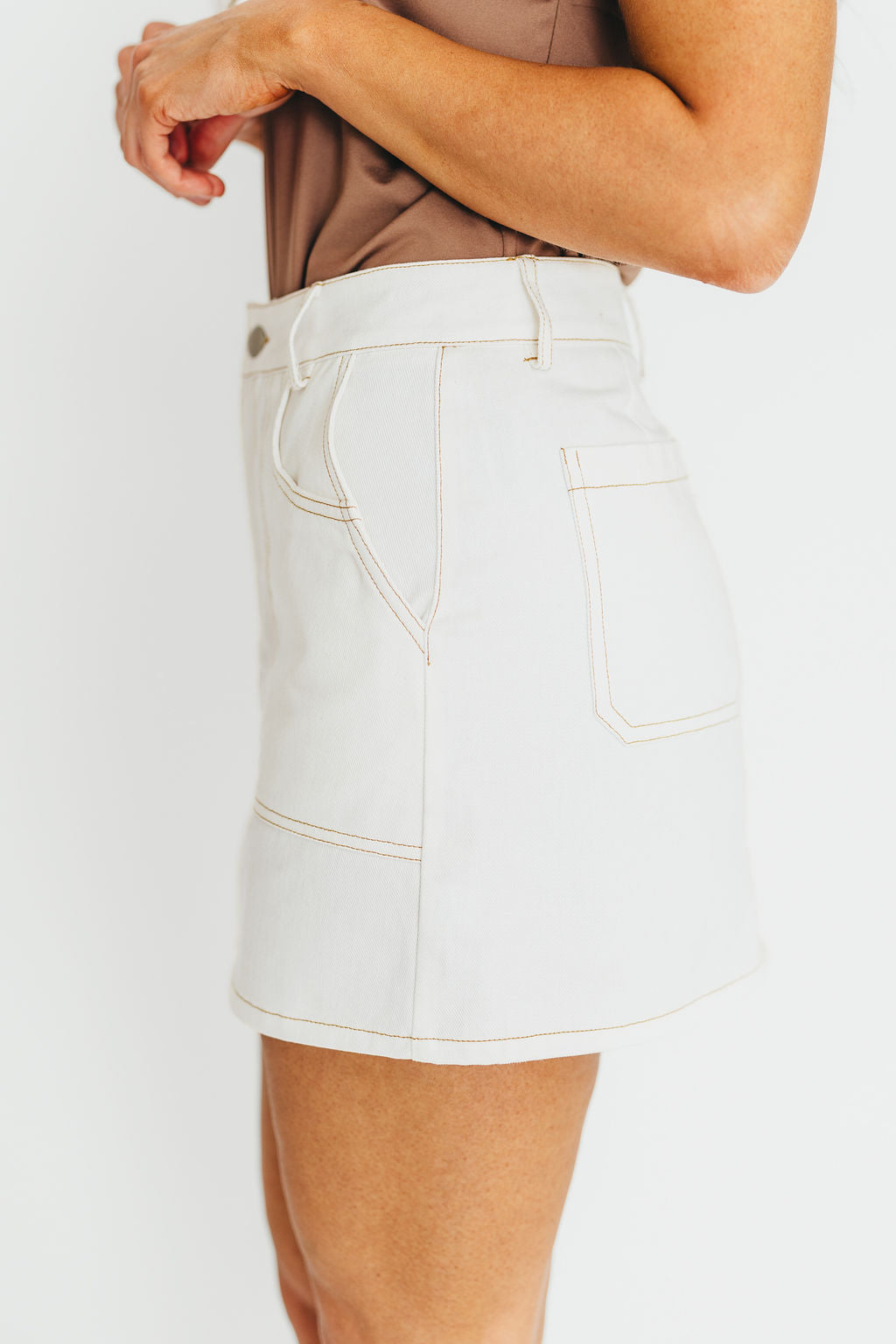 Rosalyn Mini Skirt in Ecru