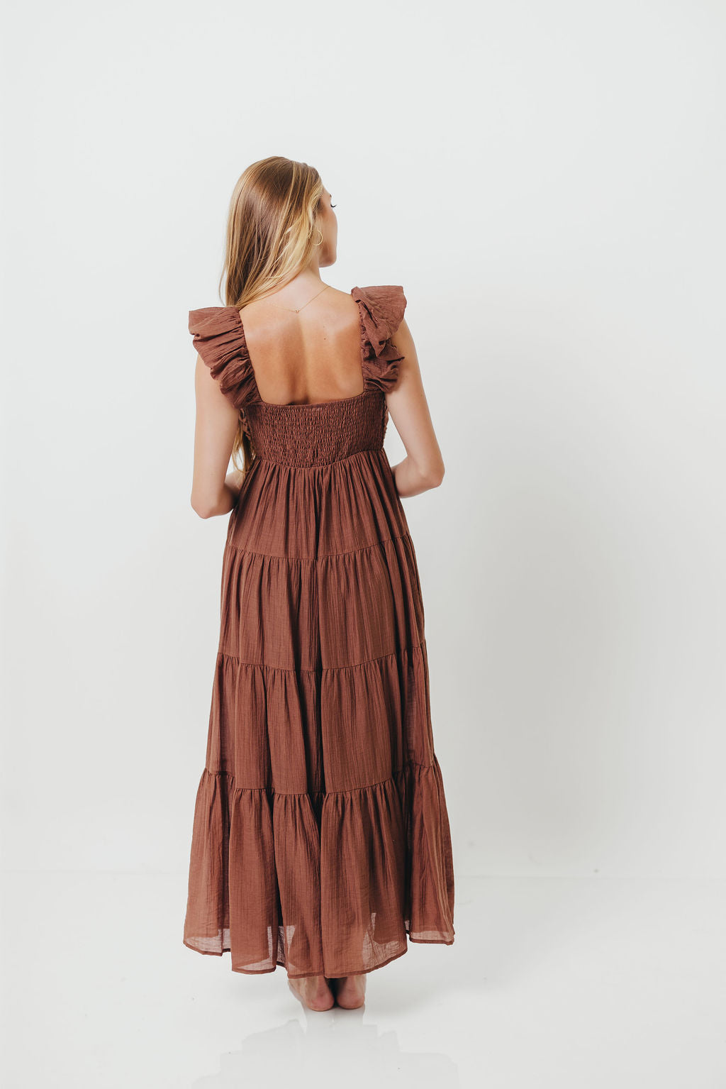Katy Pleated Bodice Maxi Dress in Hazelnut - Bump Friendly
