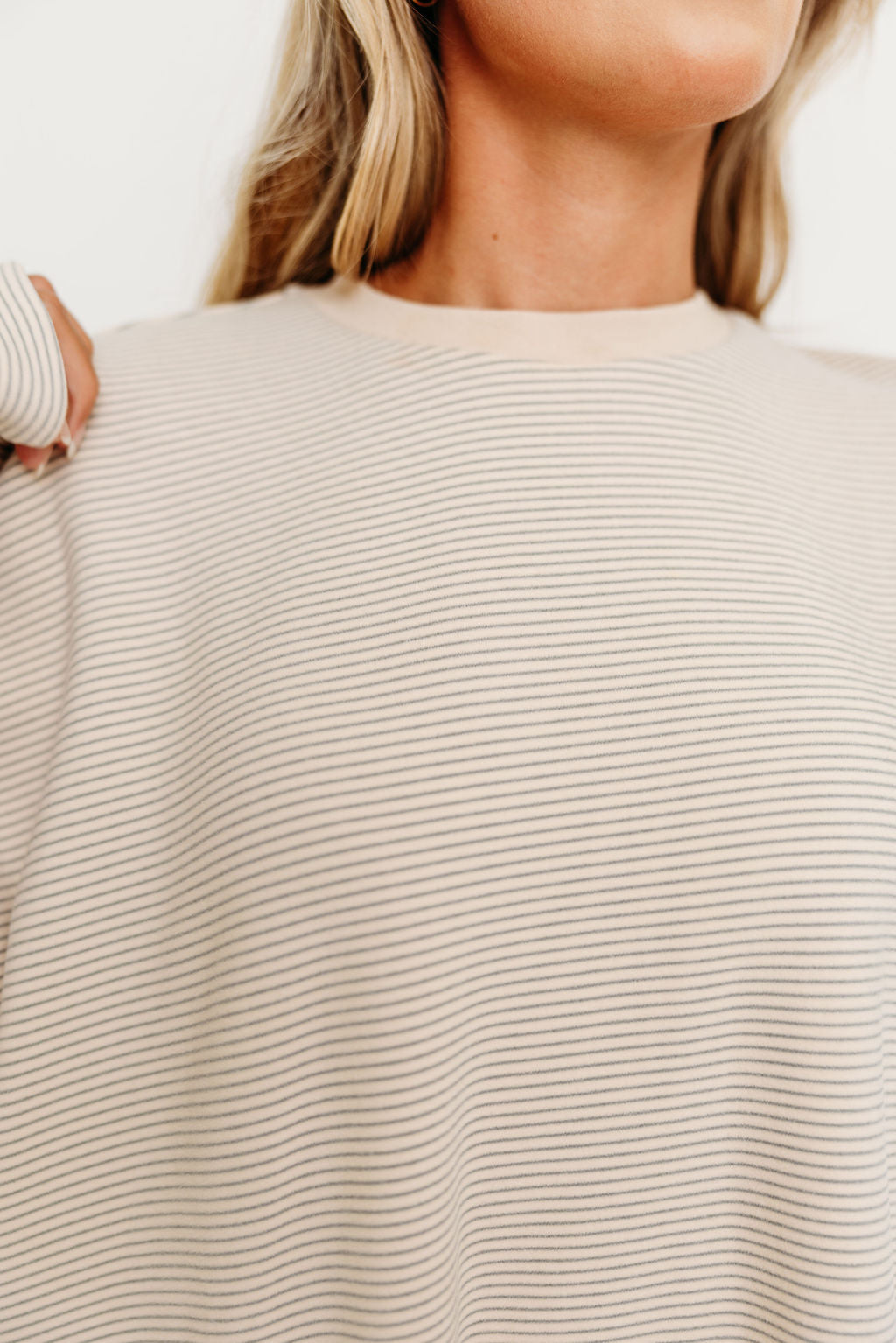 Naomi Oversized Fleece Top in Cream/Grey - Bump Friendly *Worth Exclusive Print*