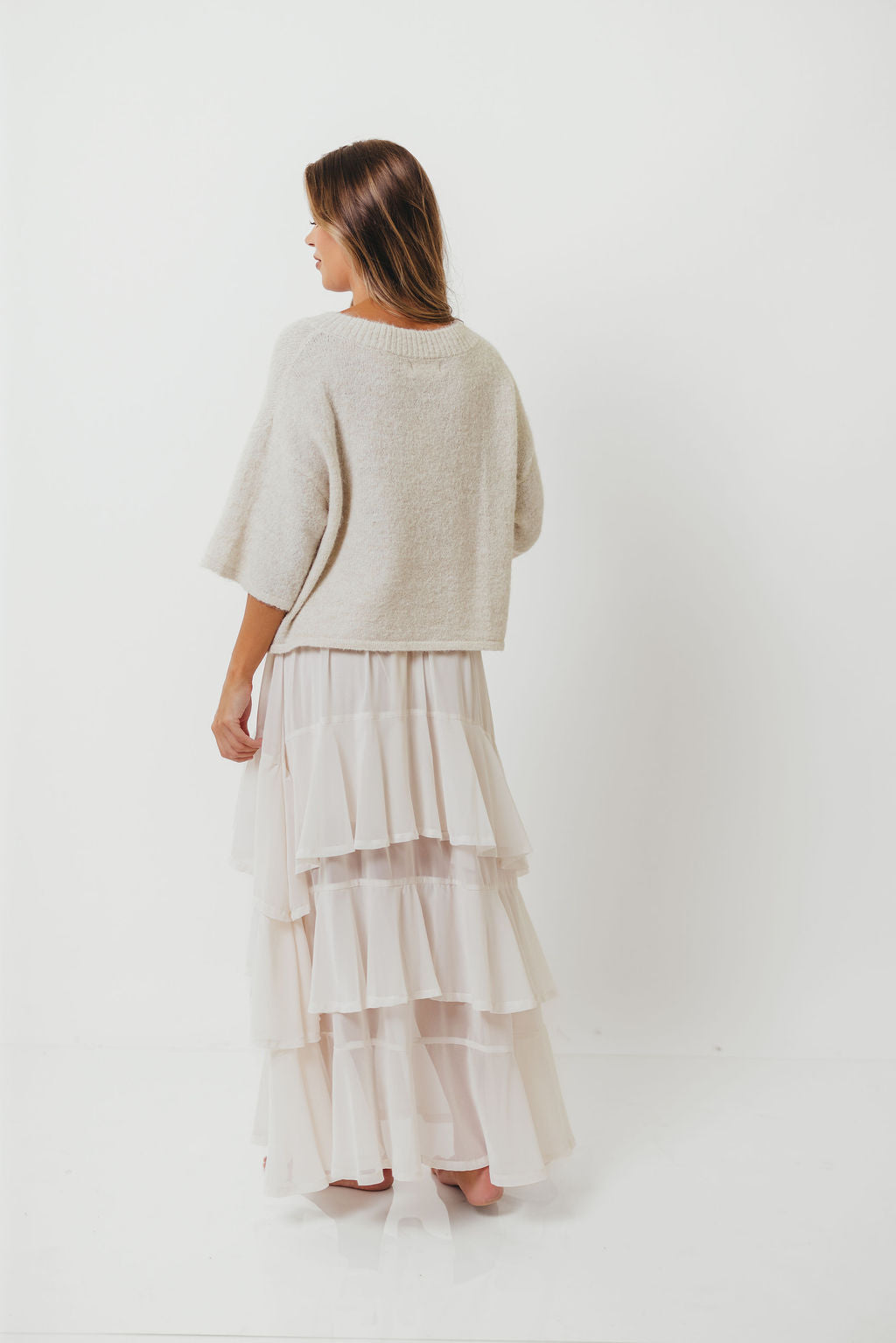 Talulah Ruffle Tiered Maxi Skirt in Ivory