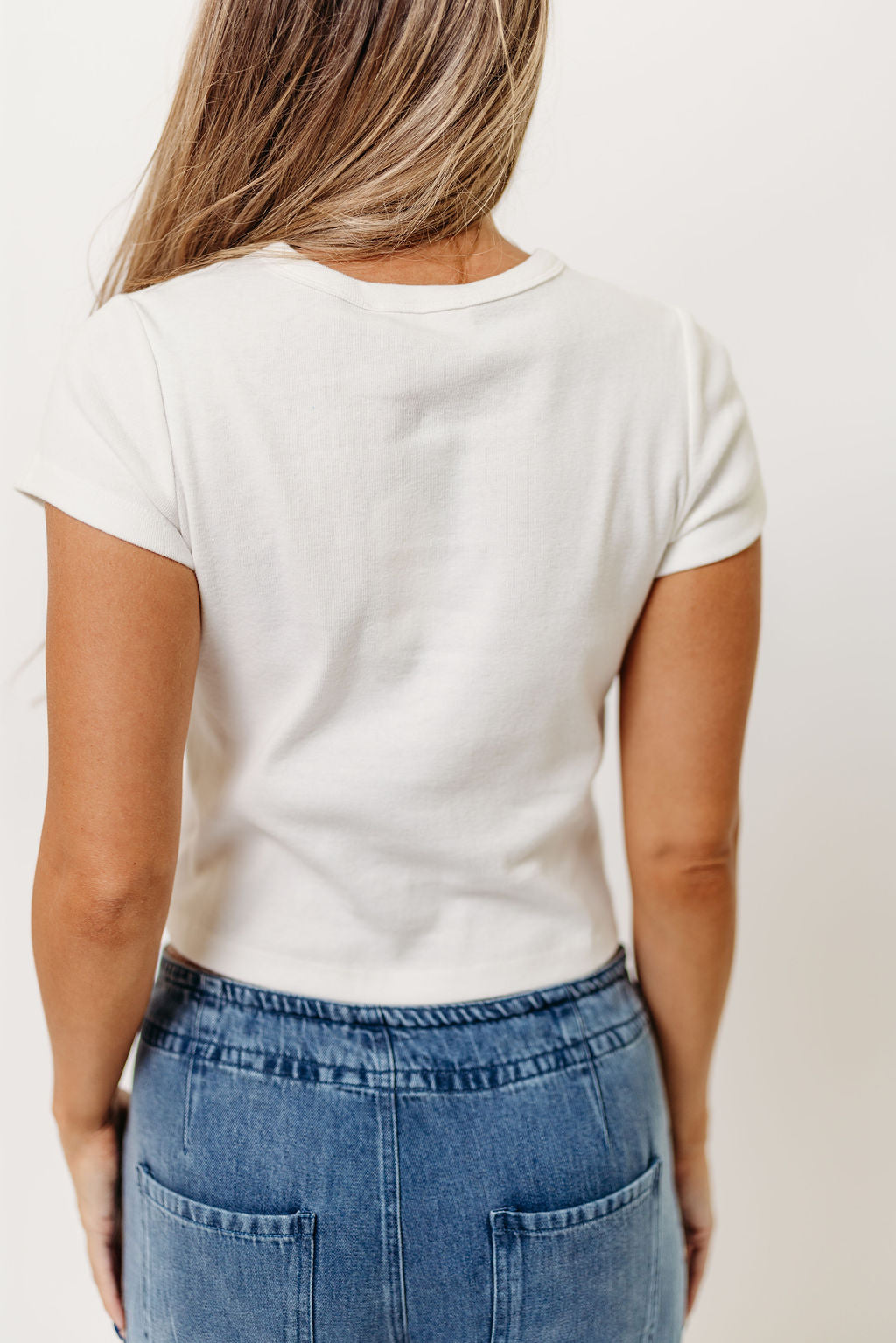 Topanga 100% Cotton Everyday Fitted Crop Tee in Off-White