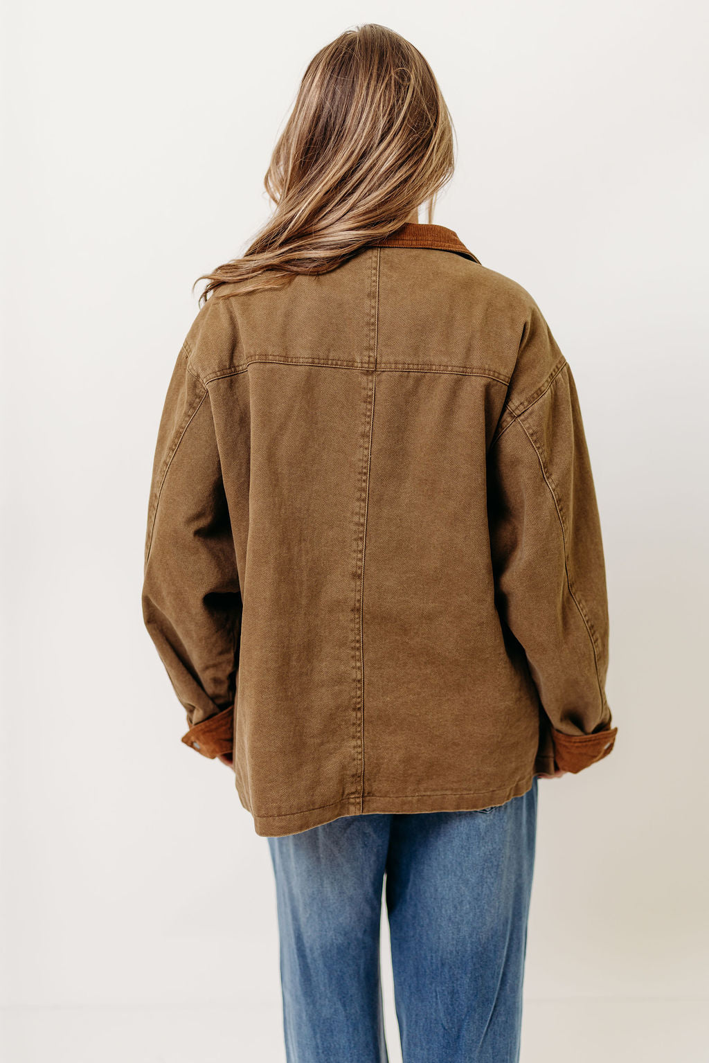 Sable 100% Cotton Field Collared Jacket in Olive Brown