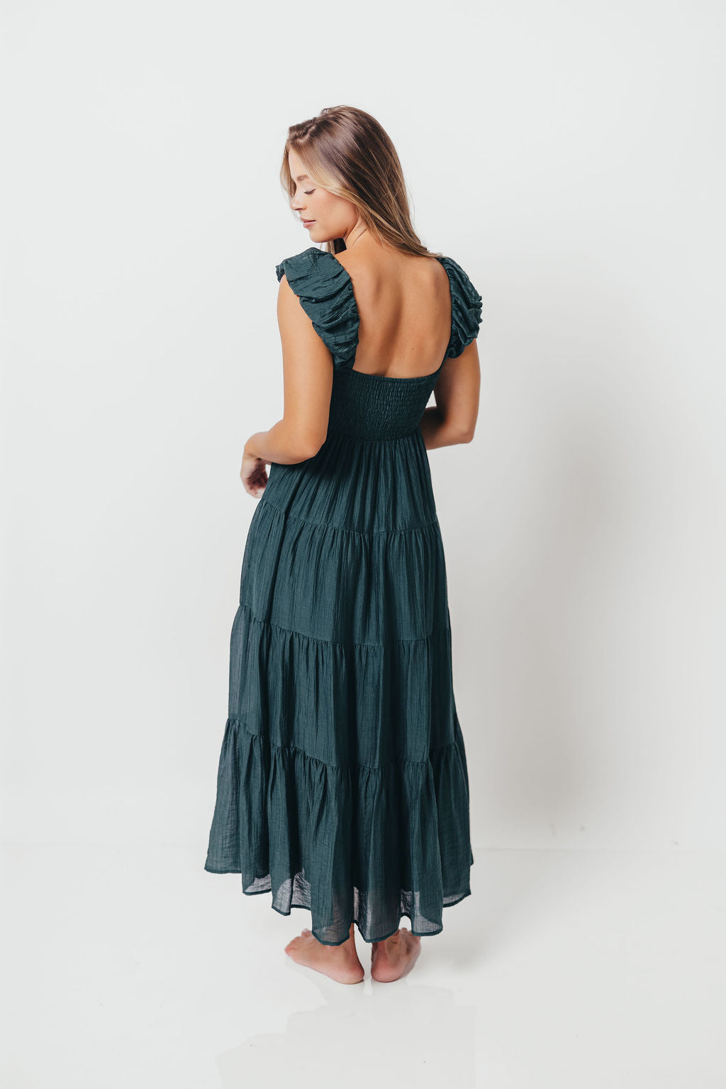 Katy Pleated Bodice Maxi Dress in Deep Teal - Bump Friendly
