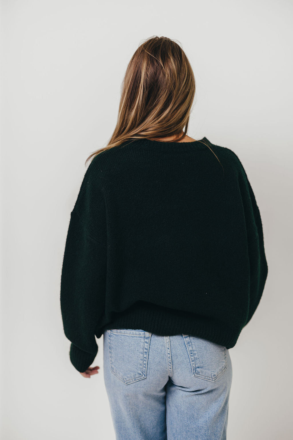 Virginia Embroidered Cowboy Knit Sweater in Deep Forest