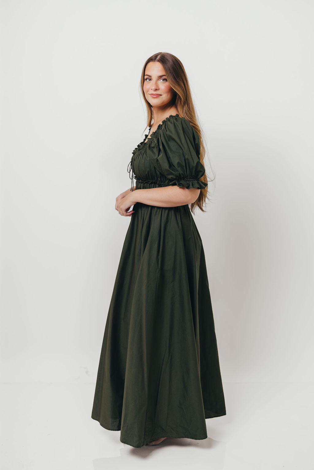 Sydnee Cotton Maxi Dress in Evergreen - Bump Friendly - Restocking in Nov