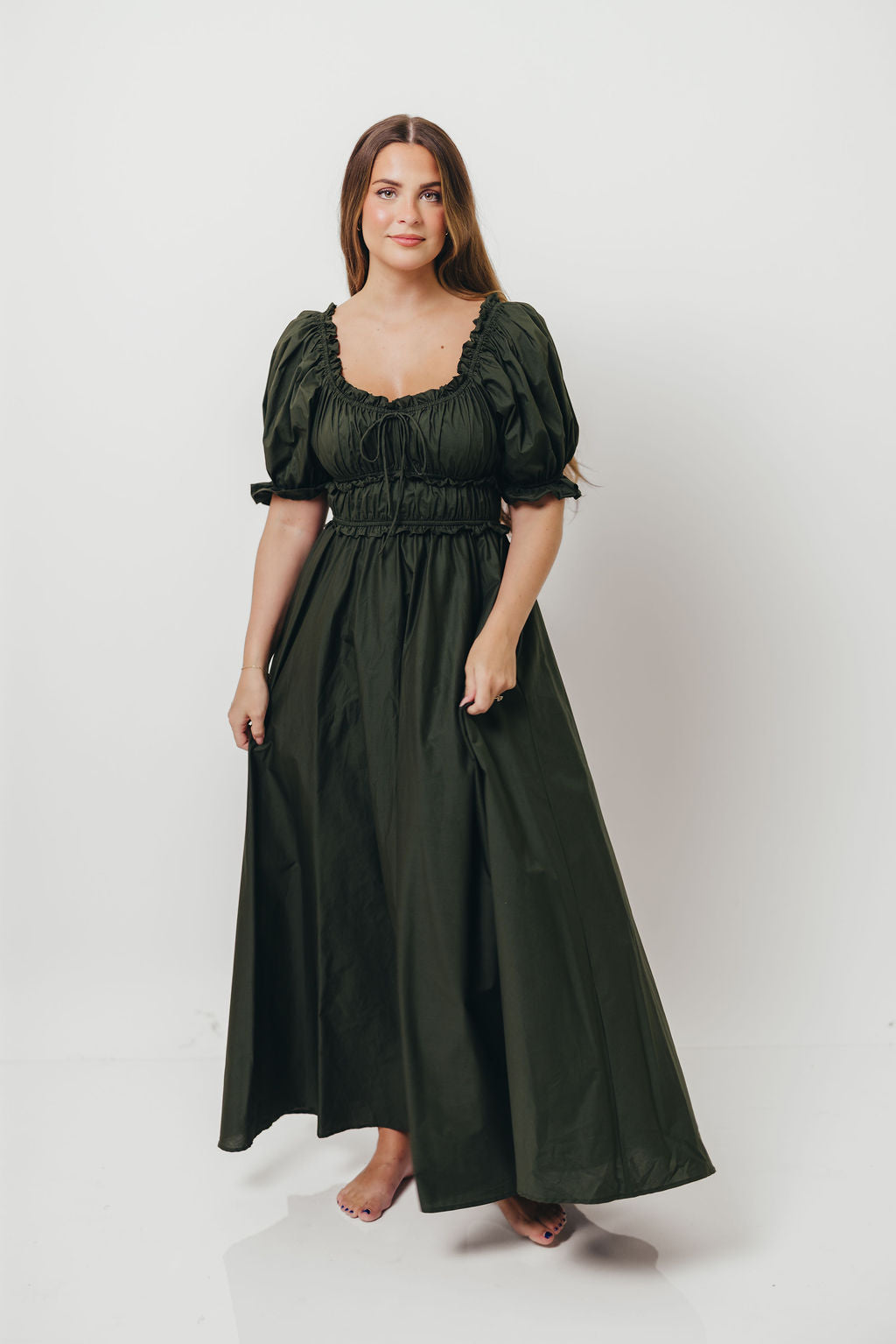 Sydnee Cotton Maxi Dress in Evergreen - Bump Friendly - Restocking in Nov