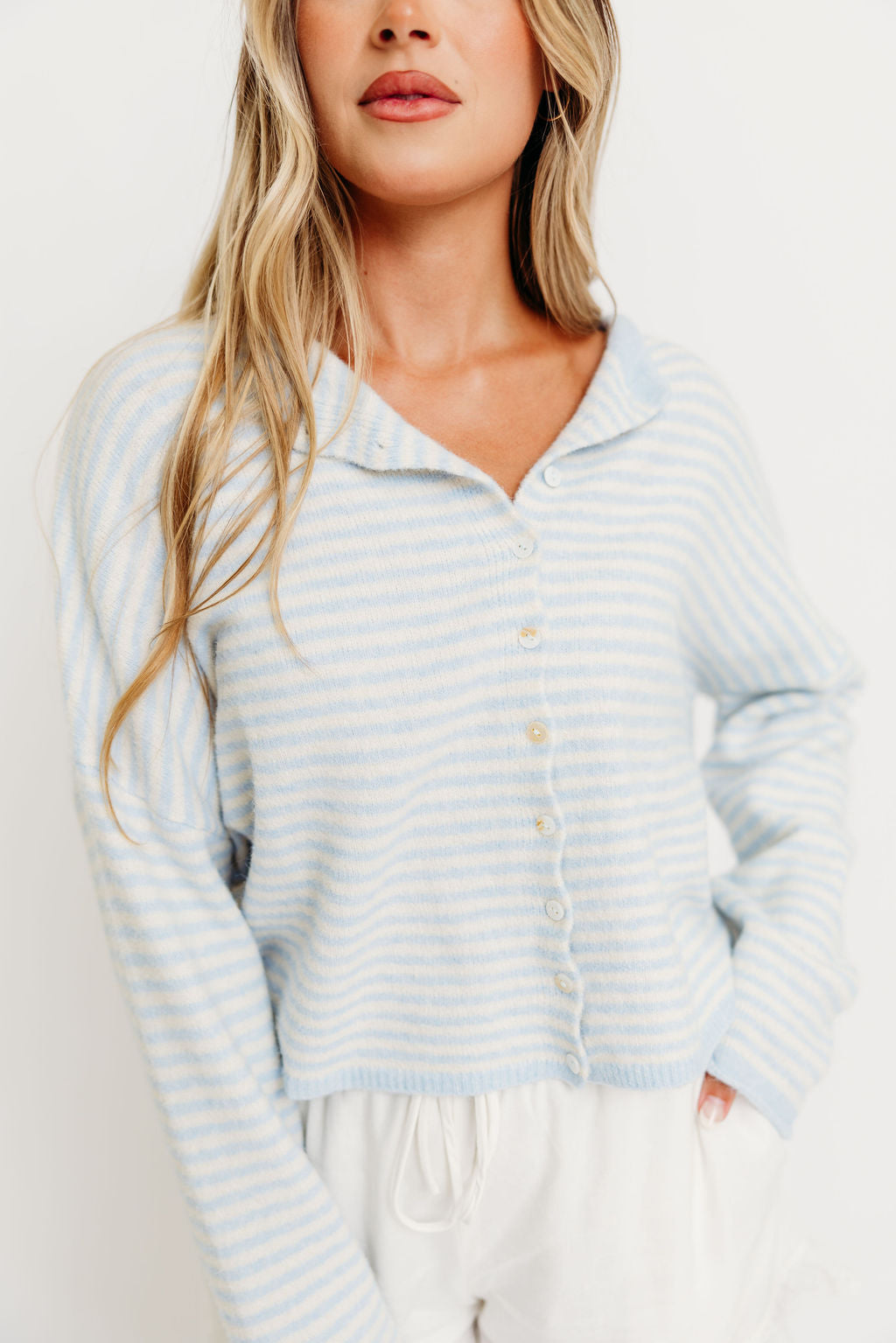 Piper Mini Stripes Cardigan in Light Blue