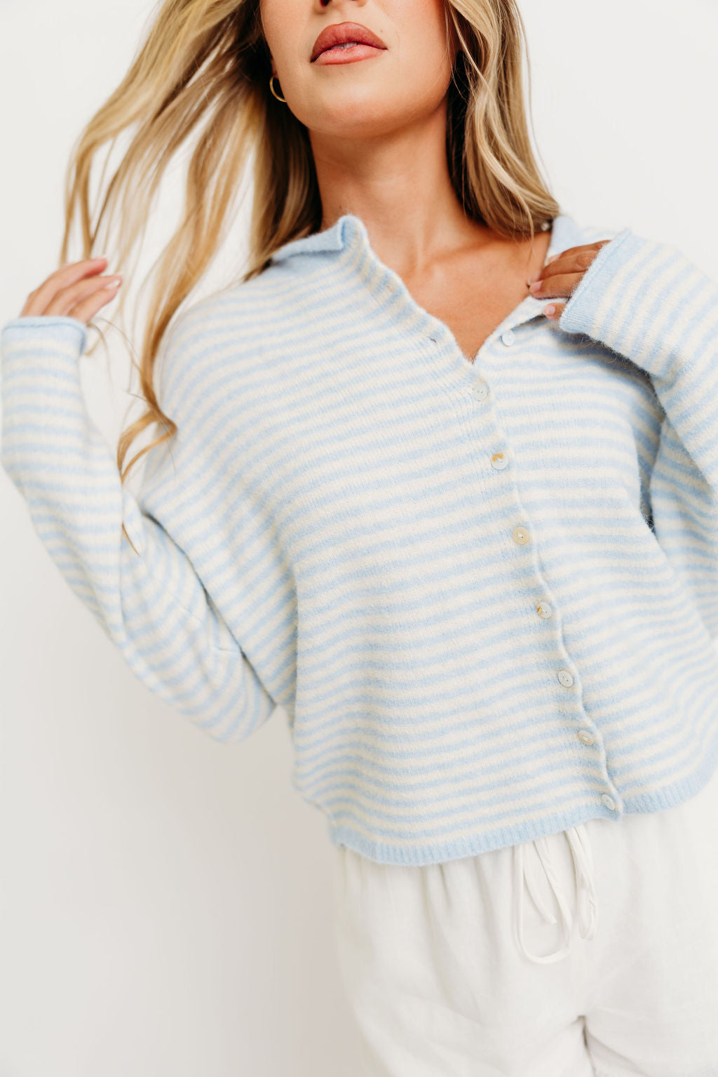 Piper Mini Stripes Cardigan in Light Blue