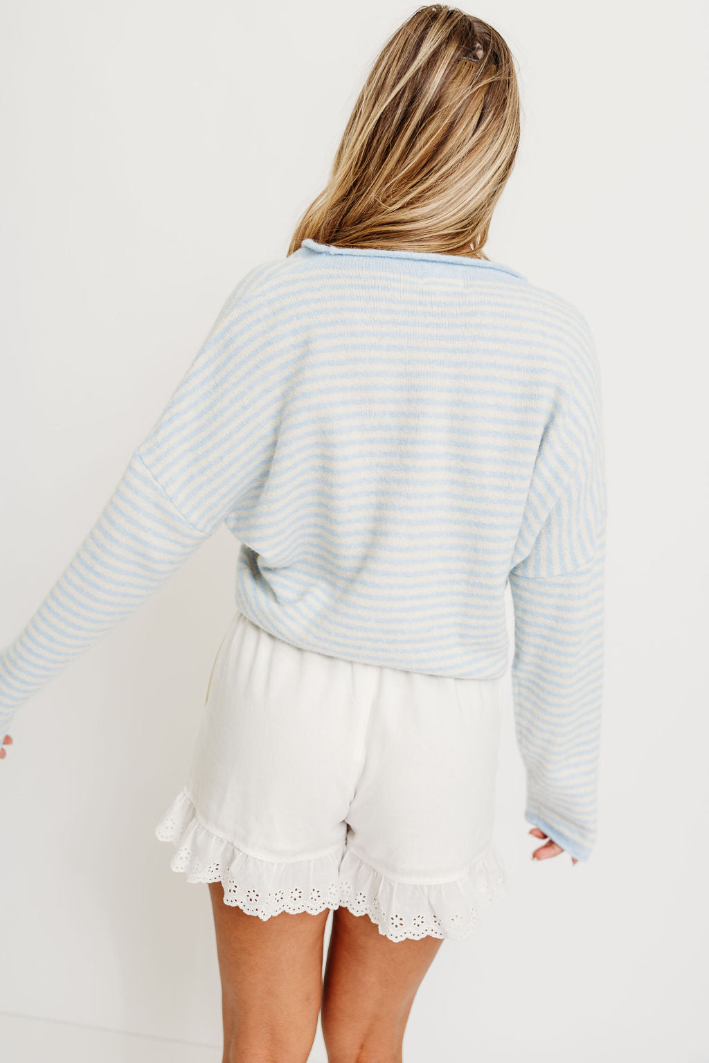 Piper Mini Stripes Cardigan in Light Blue