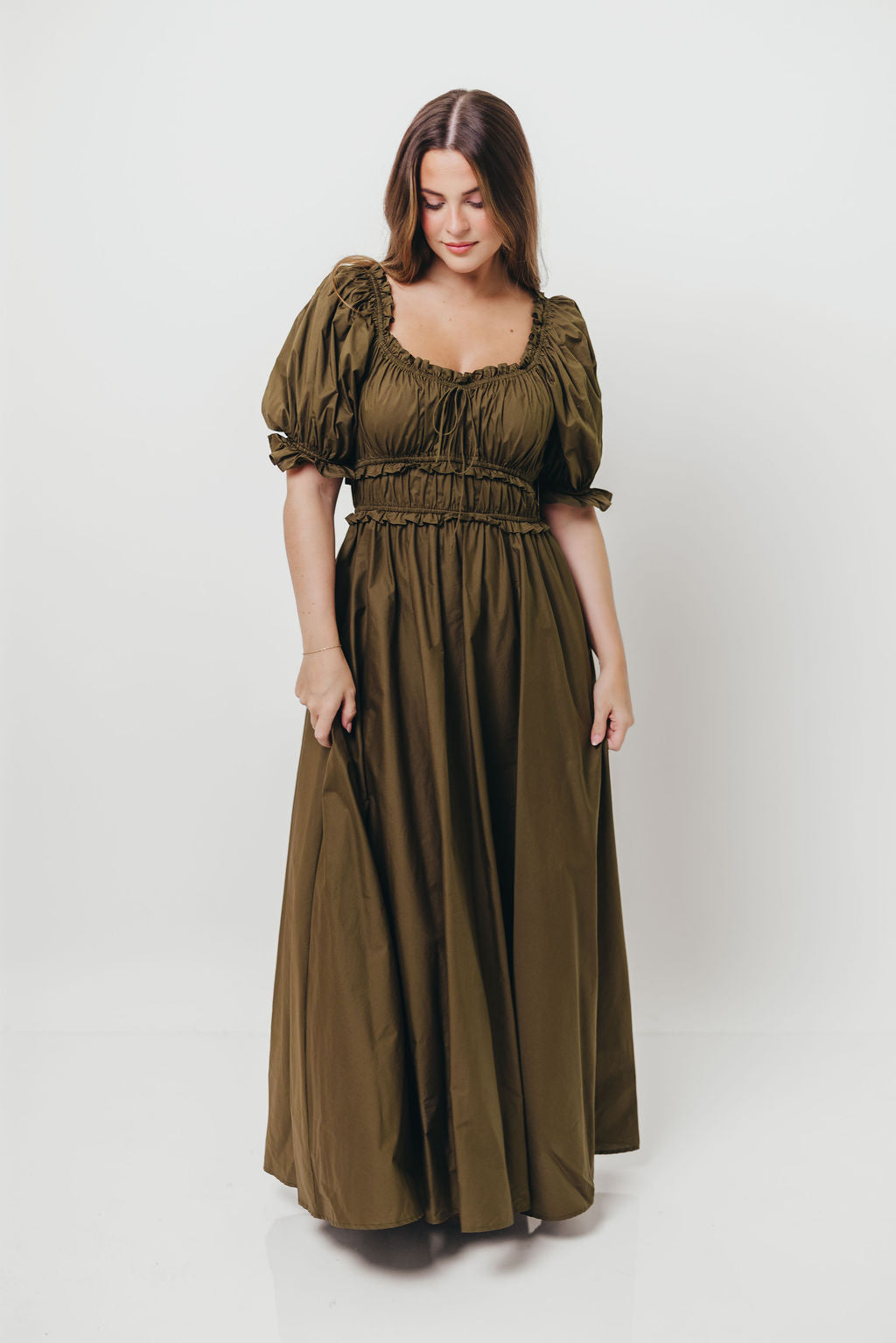 Sydnee Cotton Maxi Dress in Dusty Olive - Bump Friendly