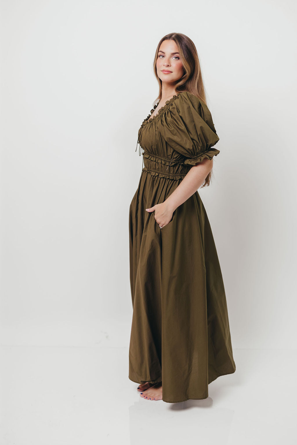 Sydnee Cotton Maxi Dress in Dusty Olive - Bump Friendly
