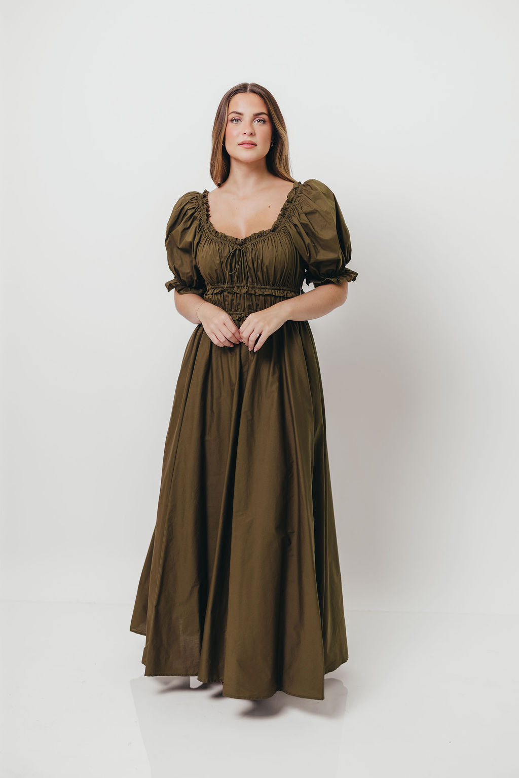 Sydnee Cotton Maxi Dress in Dusty Olive - Bump Friendly