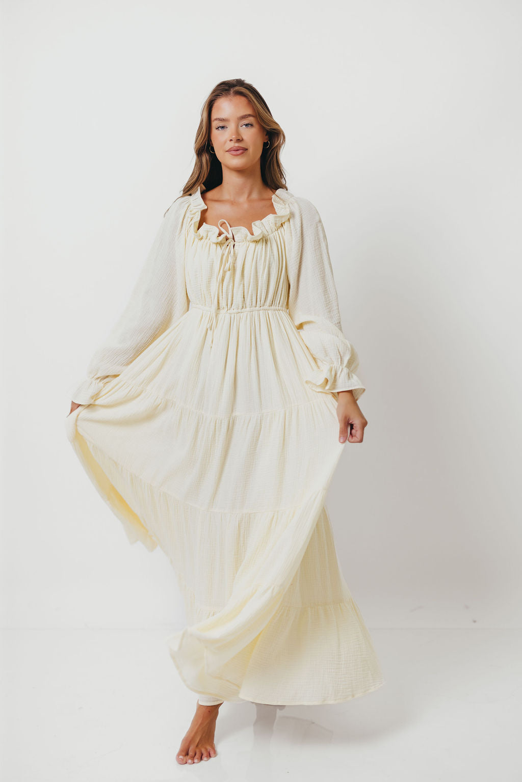 Golden Hour 100% Cotton Maxi Dress in Cream - Bump Friendly