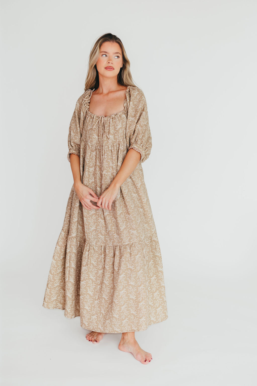 Cara 100% Cotton Maxi Dress in Mocha - Bump Friendly (XS-XL)