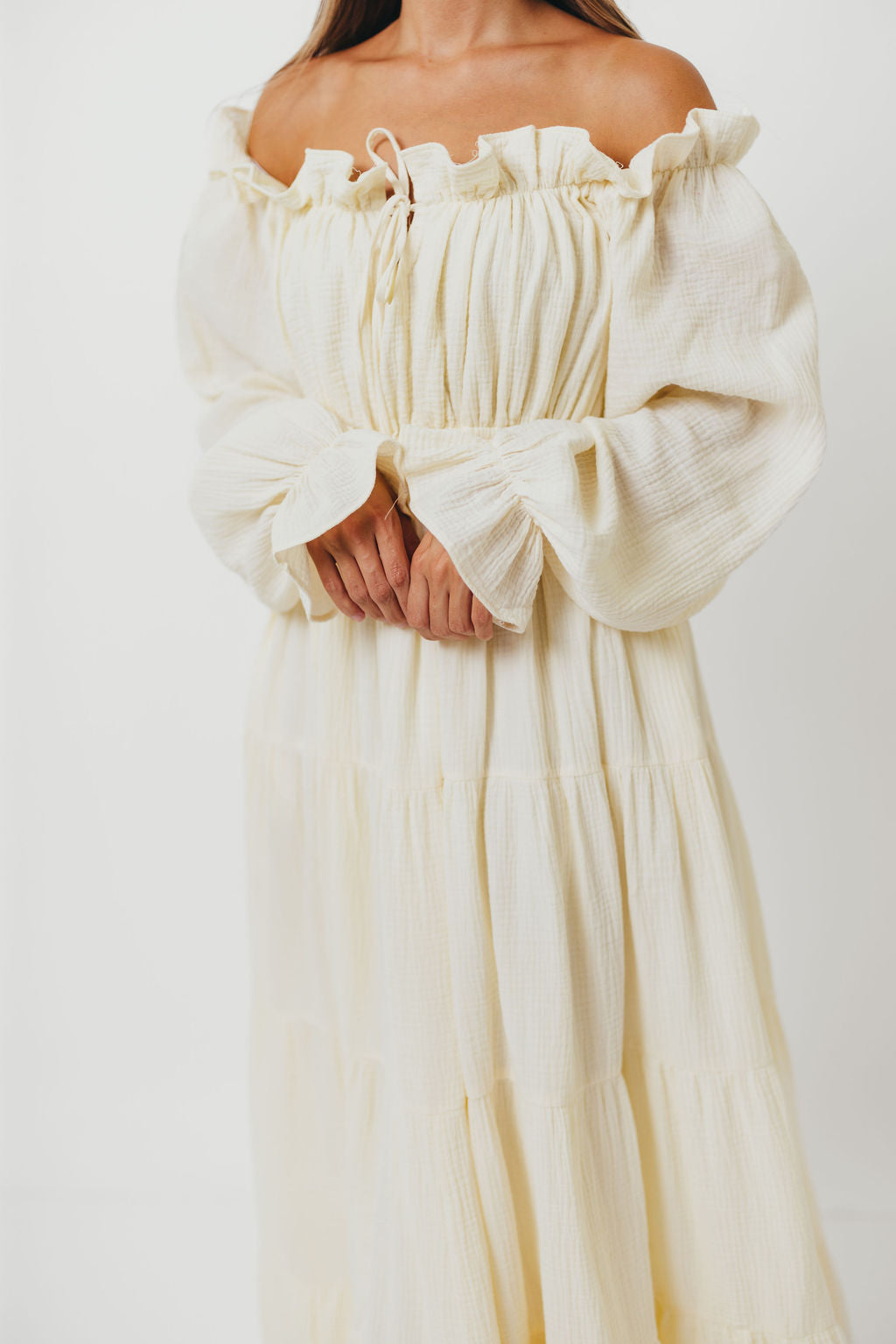 Golden Hour 100% Cotton Maxi Dress in Cream - Bump Friendly