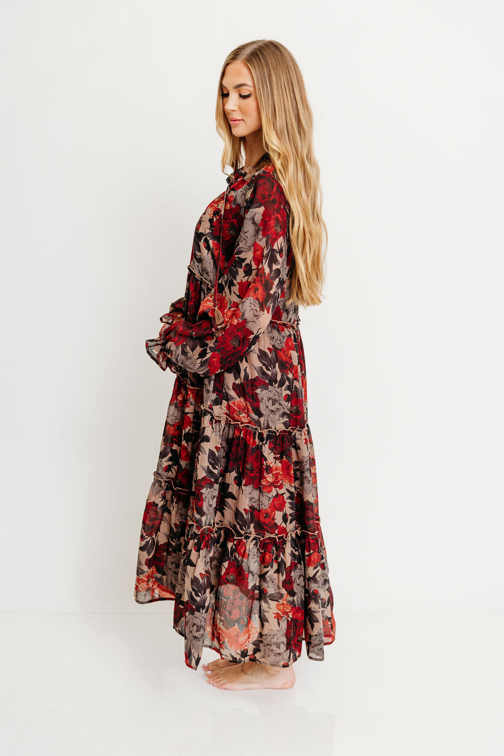 Tabitha Midi Dress in Sand - Bump Friendly