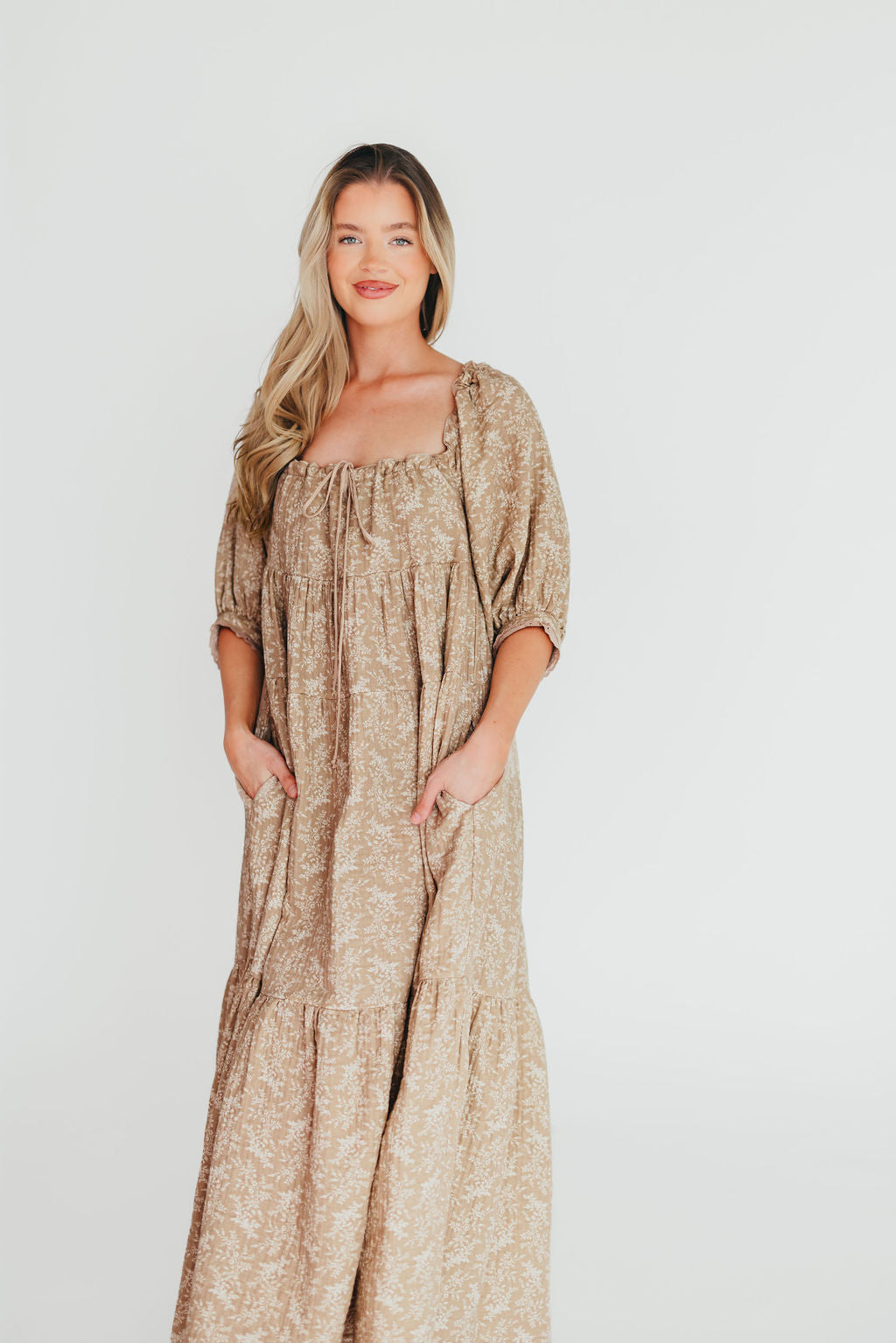 Cara 100% Cotton Maxi Dress in Mocha - Bump Friendly (XS-XL)