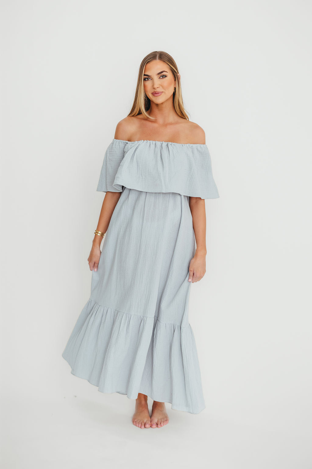 Josie 100% Cotton Maxi Dress in Cloud - Bump & Nursing Friendly