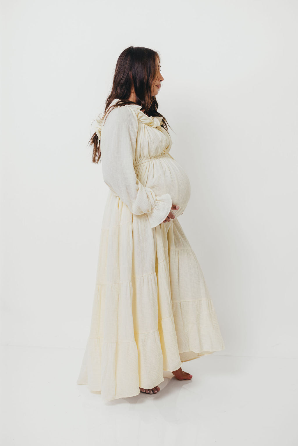 Golden Hour 100% Cotton Maxi Dress in Cream - Bump Friendly