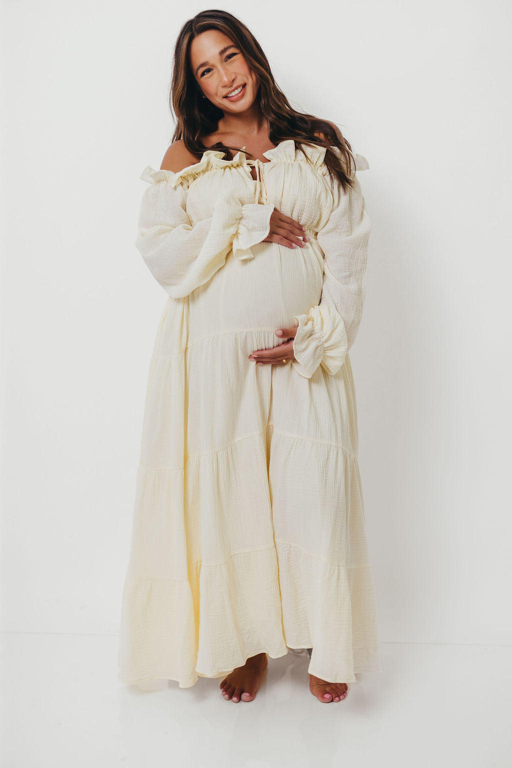 Golden Hour 100% Cotton Maxi Dress in Cream - Bump Friendly