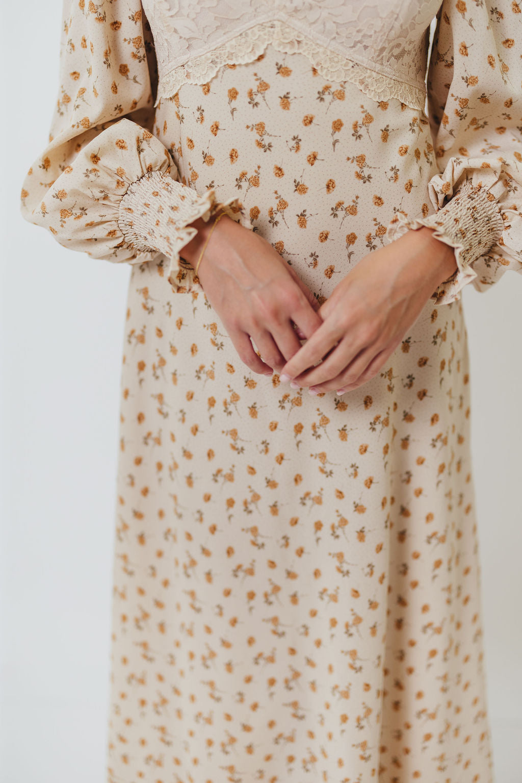 Annette Lace Panel Maxi Dress in Vintage Cream