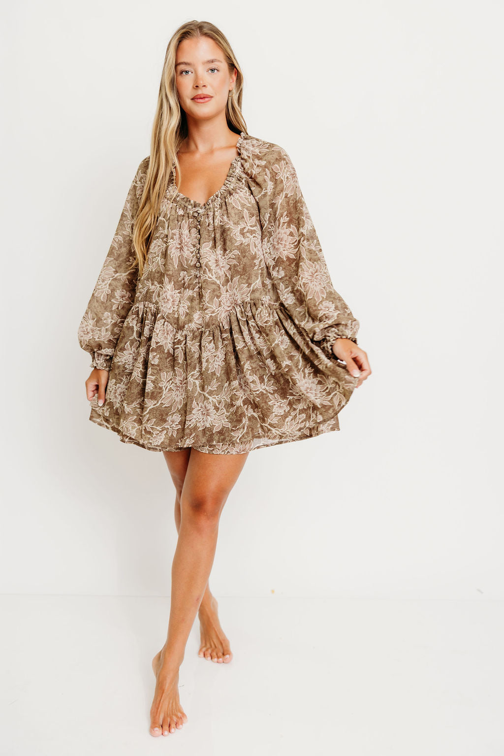 Rylon Romper in Olive Brown