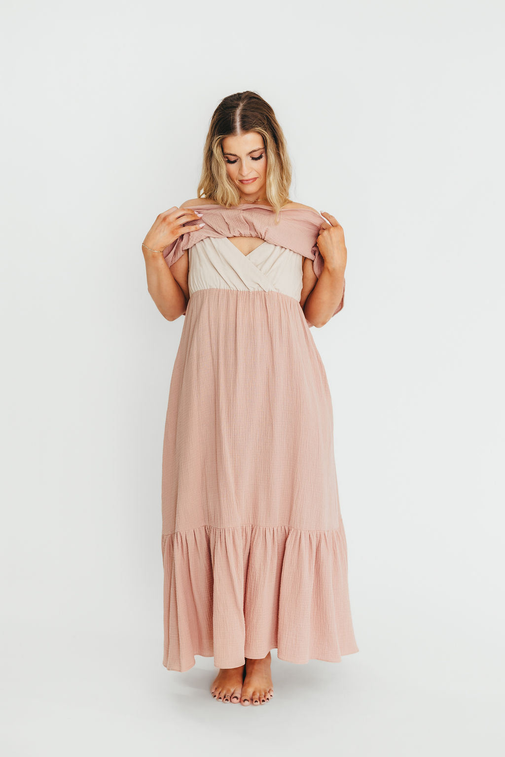 Josie 100% Cotton Maxi Dress in Rose - Bump & Nursing Friendly