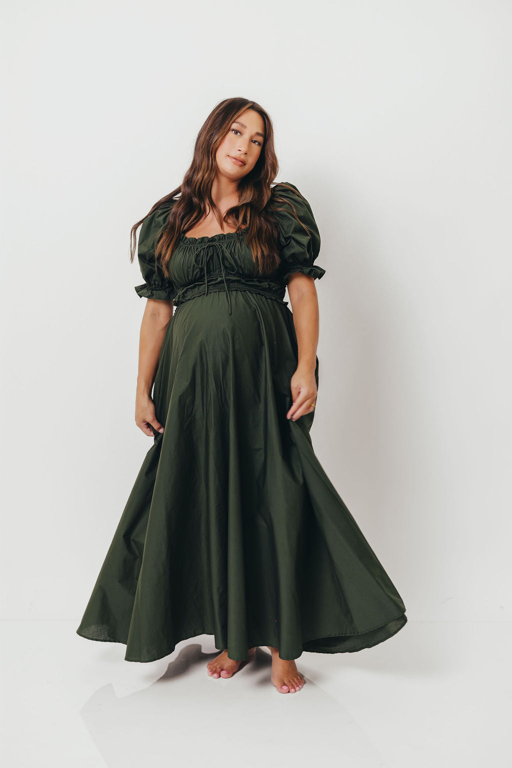 Sydnee Cotton Maxi Dress in Evergreen - Bump Friendly - Restocking in Nov