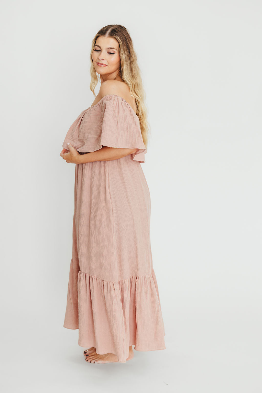 Josie 100% Cotton Maxi Dress in Rose - Bump & Nursing Friendly