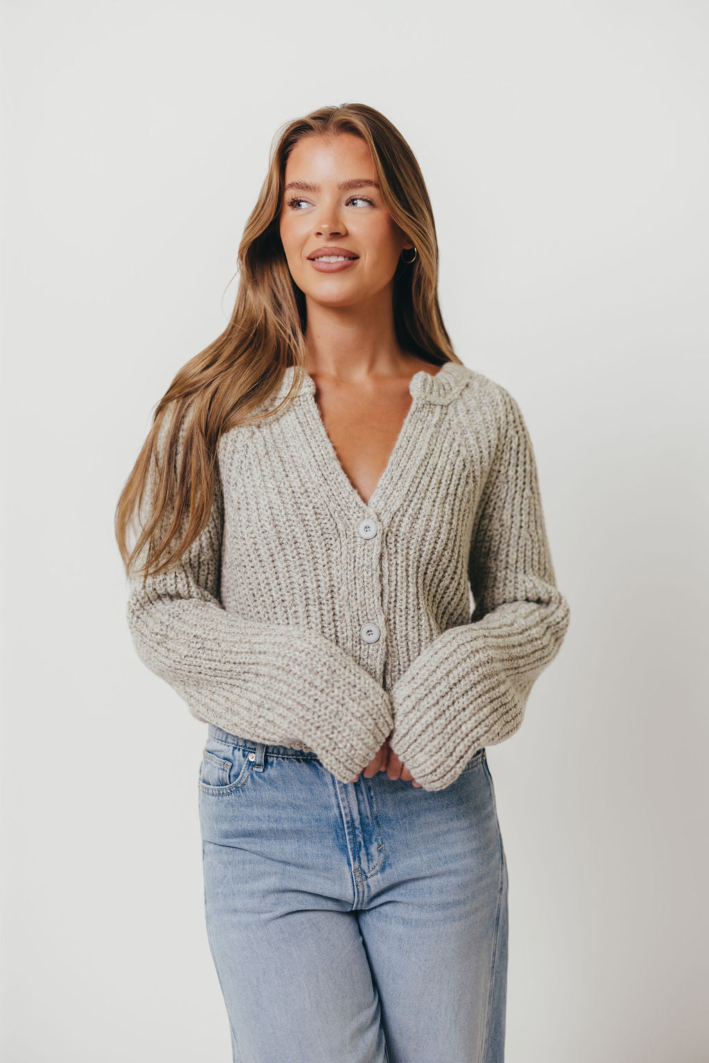 Pepper Cardigan Top in Heather Cloud