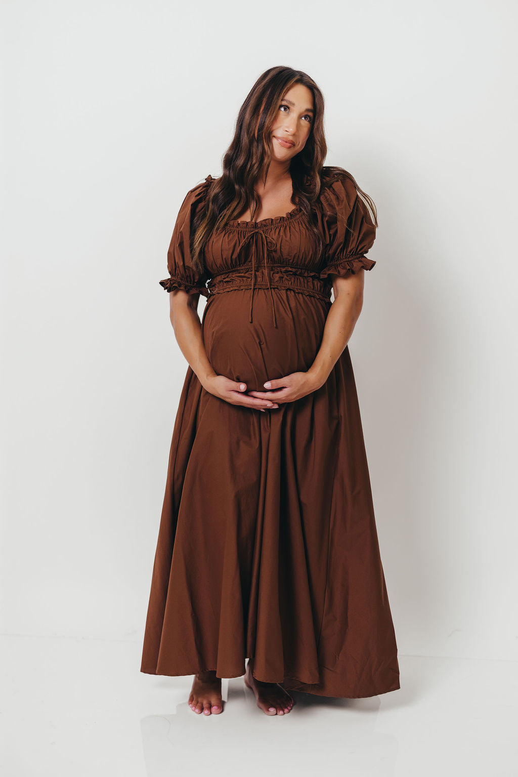 Sydnee Cotton Maxi Dress in Chocolate Brown - Bump Friendly - Restocking in Nov