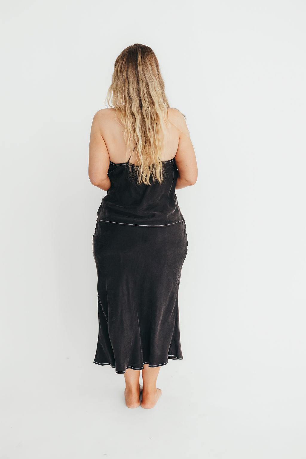 Romana Cami Top and Skirt Set in Black