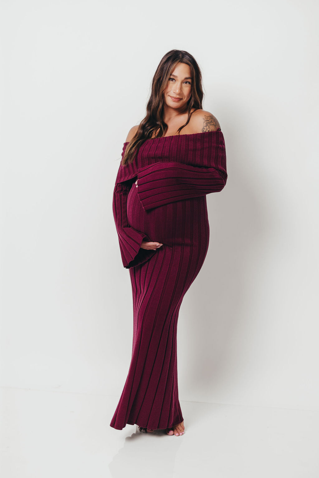 Evella Maxi Dress in Burgundy - Bump Friendly