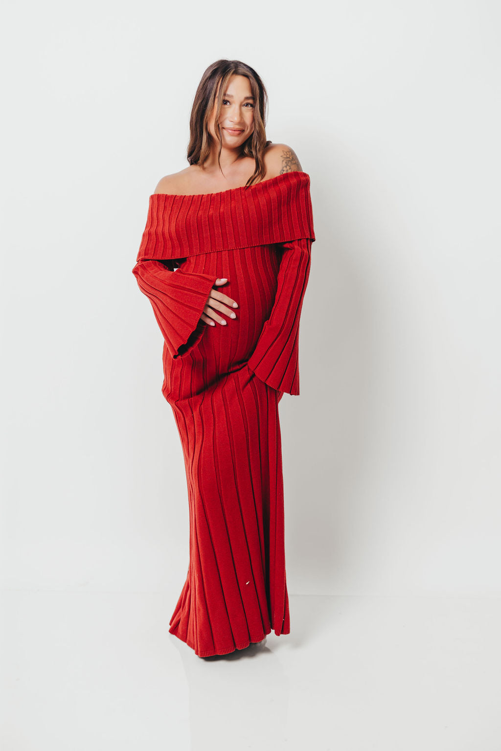 Evella Maxi Dress in Red - Bump Friendly