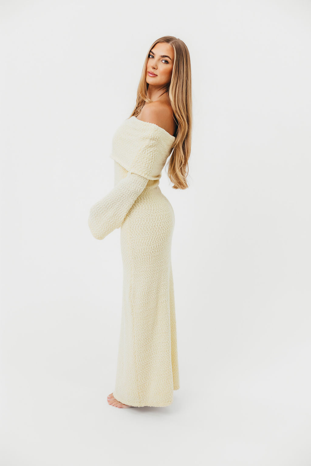 Nora Knit Maxi Dress in Butter Yellow- Bump Friendly