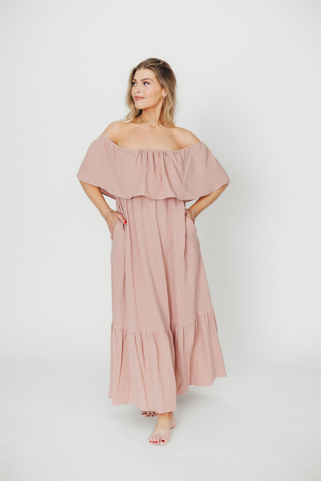 Josie 100% Cotton Maxi Dress in Rose - Bump & Nursing Friendly