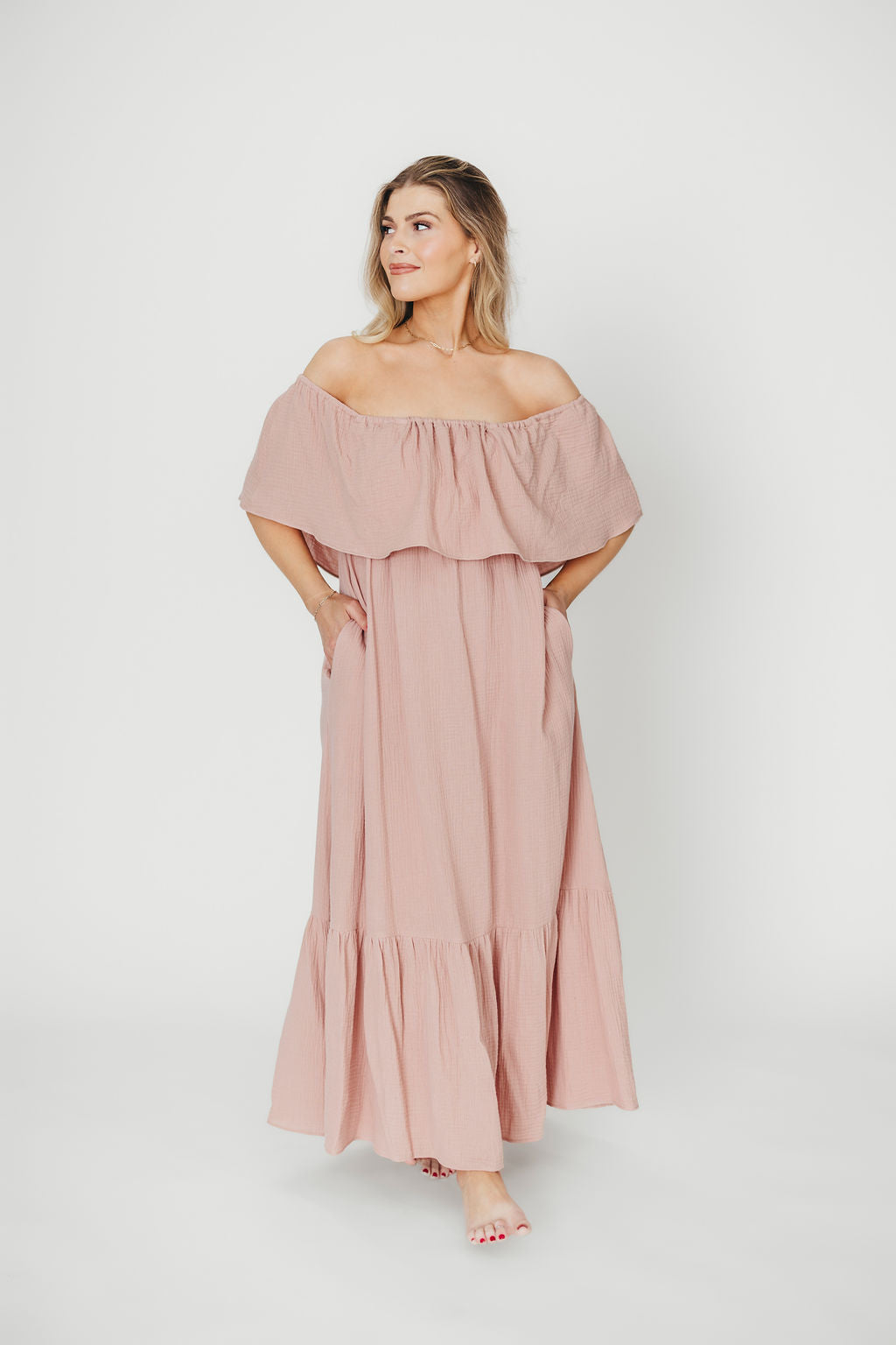 Josie 100% Cotton Maxi Dress in Rose - Bump & Nursing Friendly
