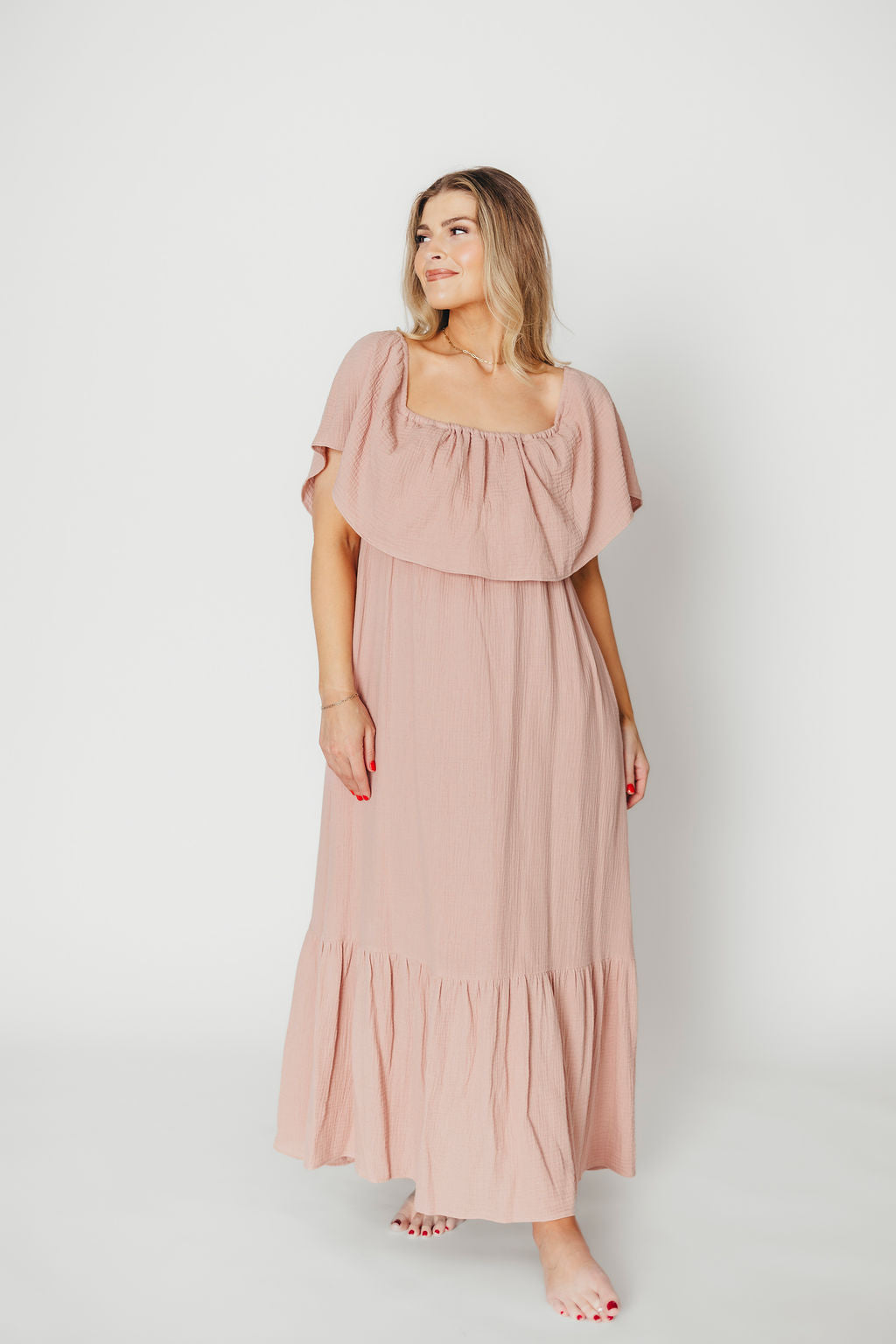 Josie 100% Cotton Maxi Dress in Rose - Bump & Nursing Friendly