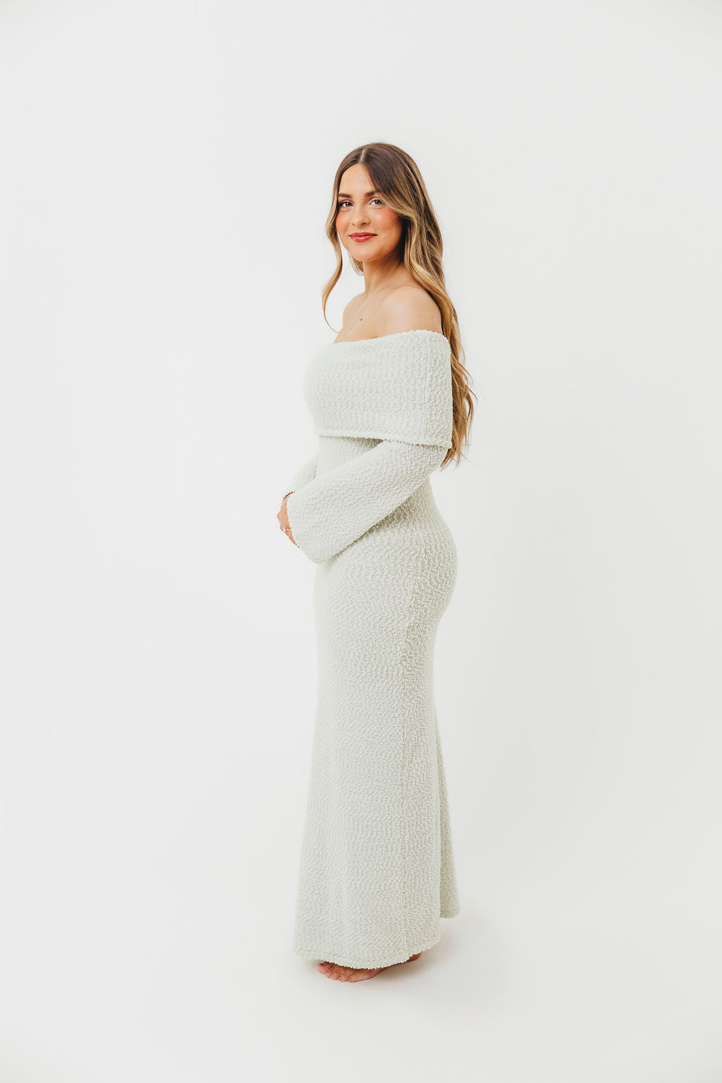 Nora Knit Maxi Dress in Seafoam- Bump Friendly