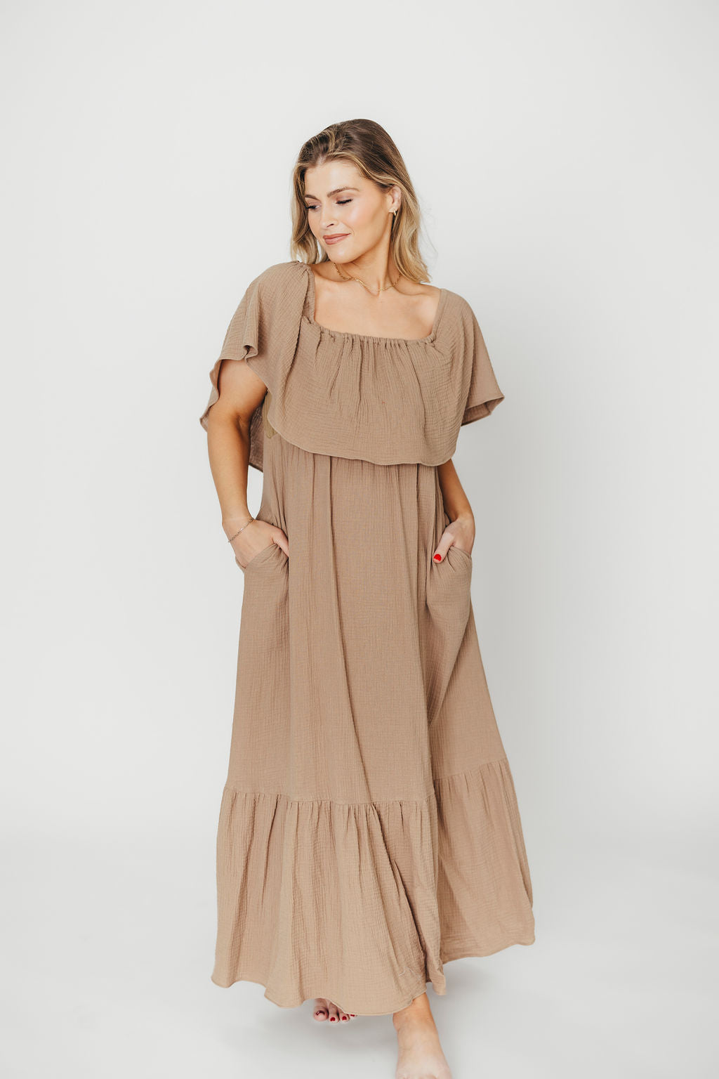 Josie 100% Cotton Maxi Dress in Dry Thyme - Bump & Nursing Friendly