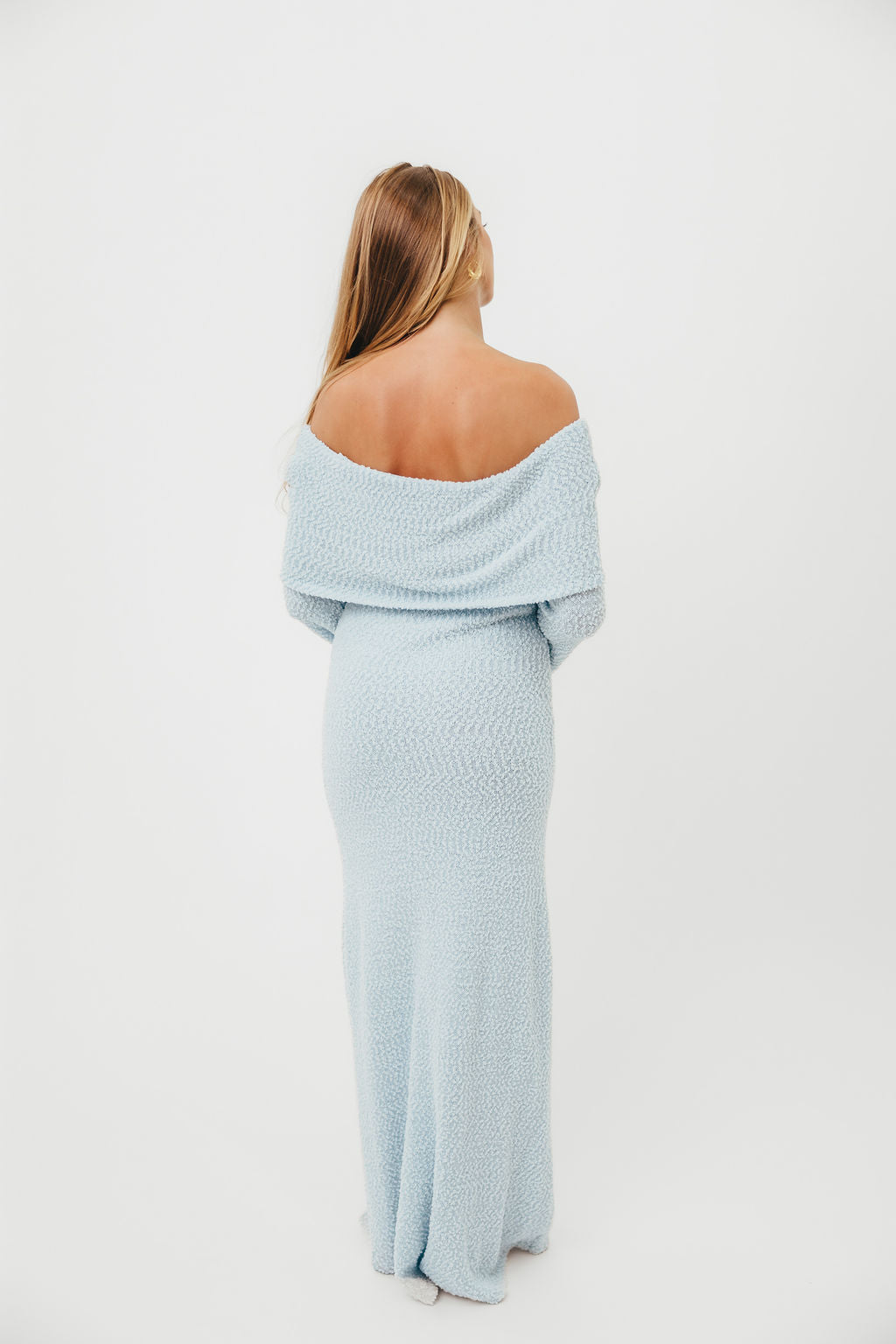 Nora Knit Maxi Dress in Dusty Blue - Bump Friendly