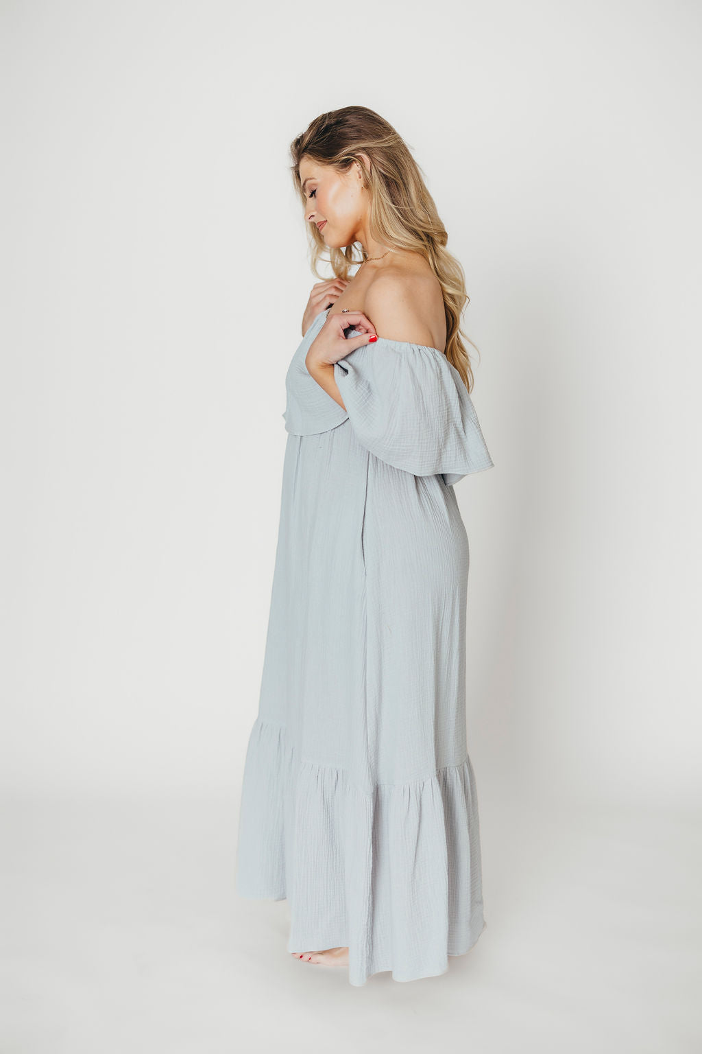 Josie 100% Cotton Maxi Dress in Cloud - Bump & Nursing Friendly
