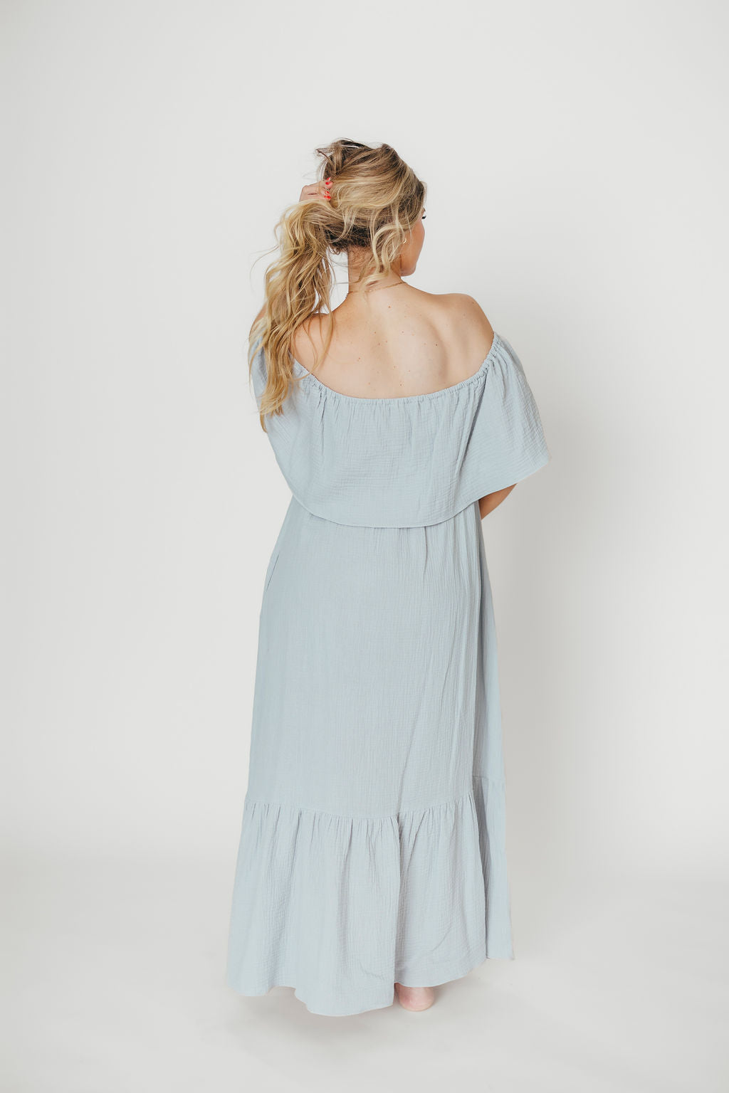 Josie 100% Cotton Maxi Dress in Cloud - Bump & Nursing Friendly