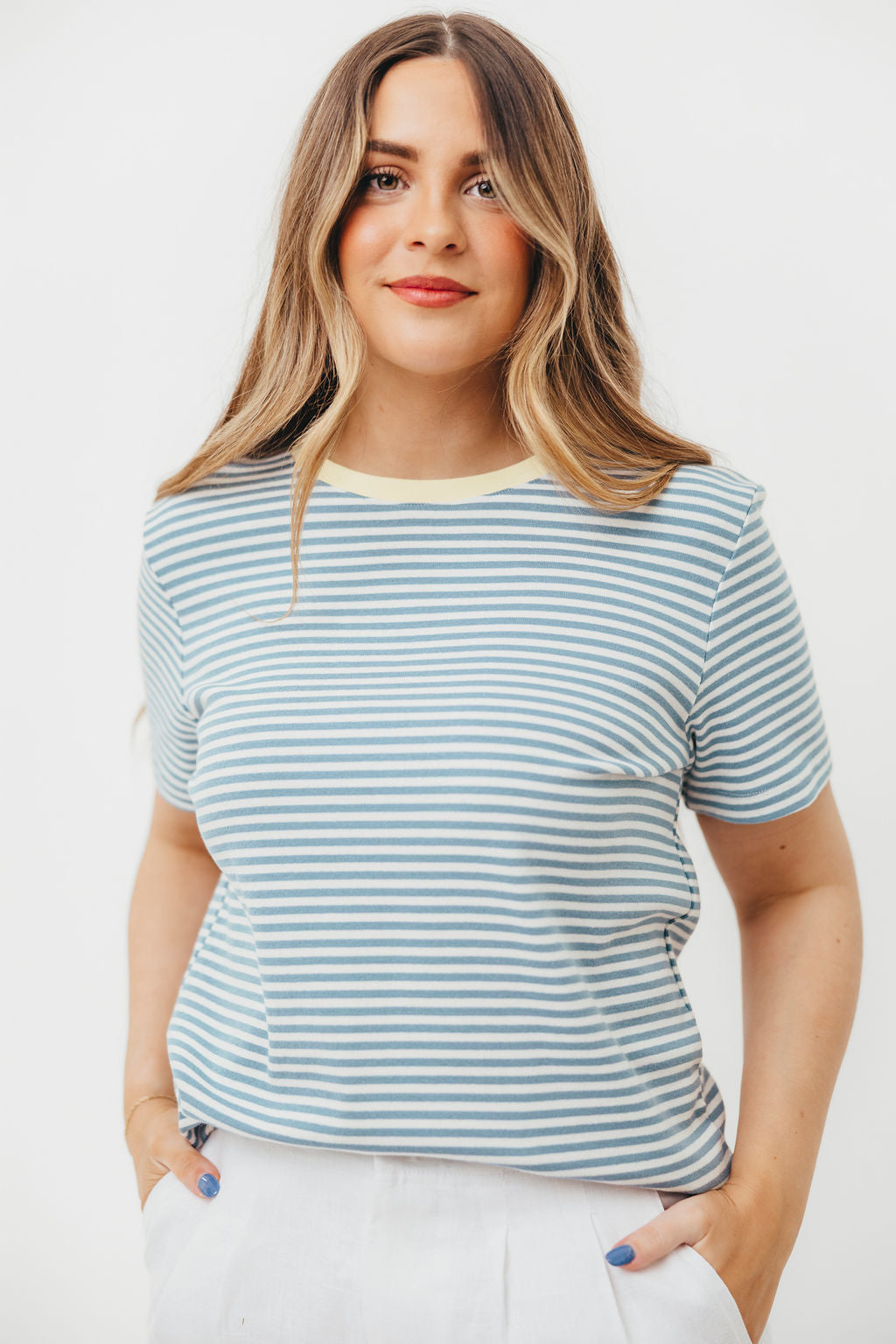 Bernie Short Sleeve Shirt in Light Blue Stripe