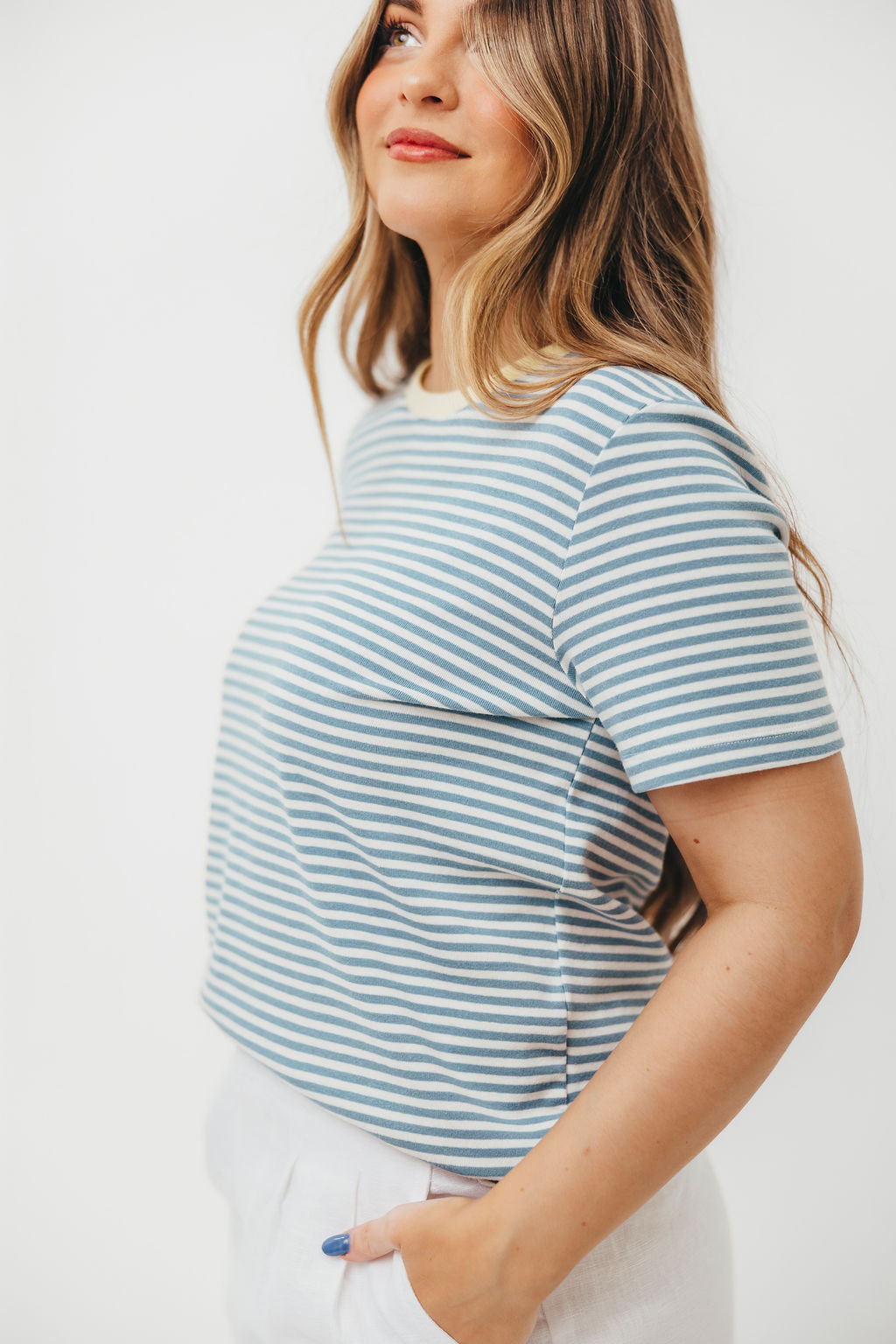 Bernie Short Sleeve Shirt in Light Blue Stripe