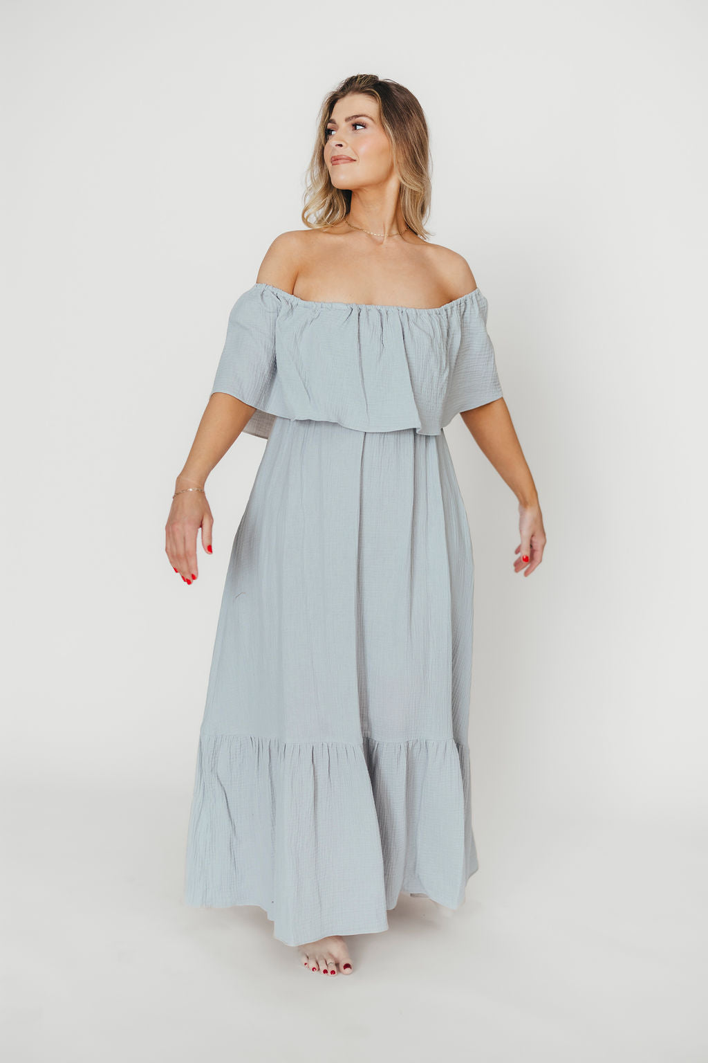 Josie 100% Cotton Maxi Dress in Cloud - Bump & Nursing Friendly