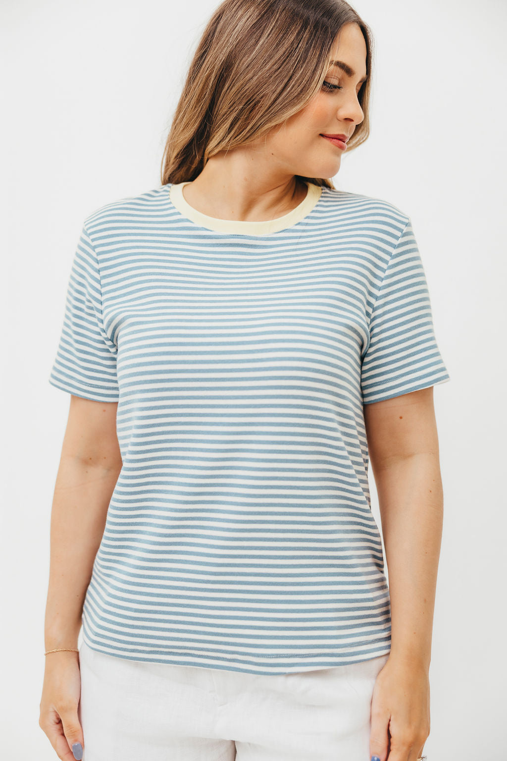 Bernie Short Sleeve Shirt in Light Blue Stripe